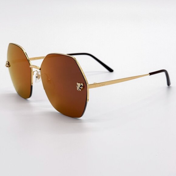 NEW CARTIER SUNGLASSES CT0332S 005 GOLD/BROWN WOMEN EYEWEAR CARTIER main image 11